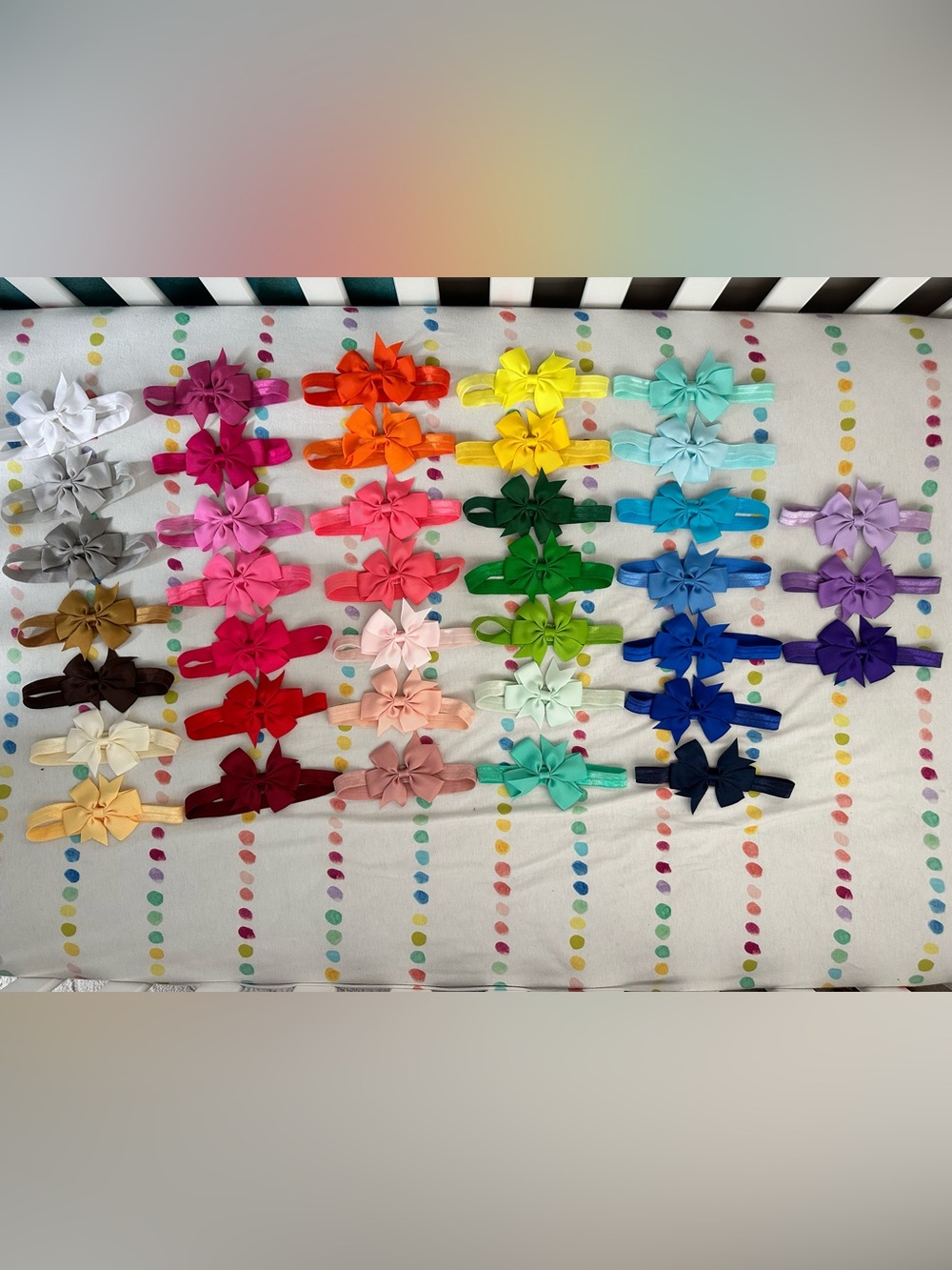 Colorful Bow Headband Set - Assorted Rainbow Colors